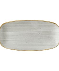 Churchill Stonecast Raw Grey Chefs Oblong Plates 280 x 152mm Pack of 12 (HX048)