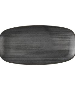 Churchill Stonecast Raw Black Chefs Oblong Plates 280 x 152mm Pack of 12 (HX051)