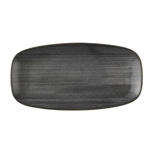 Churchill Stonecast Raw Black Chefs Oblong Plates 280 x 152mm Pack of 12 (HX051)