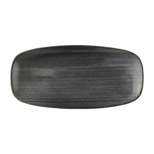 Churchill Stonecast Raw Black Chefs Oblong Plates 270 x 127mm Pack of 12 (HX052)