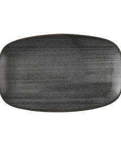 Churchill Stonecast Raw Black Oblong Chefs Plates 180 x 101mm Pack of 12 (HX053)