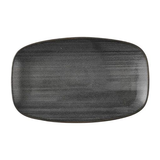 Churchill Stonecast Raw Black Oblong Chefs Plates 180 x 101mm Pack of 12 (HX053)
