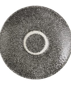 Churchill Studio Prints Raku Quartz Black Espresso Saucers 115mm Pack of 12 (HX120)