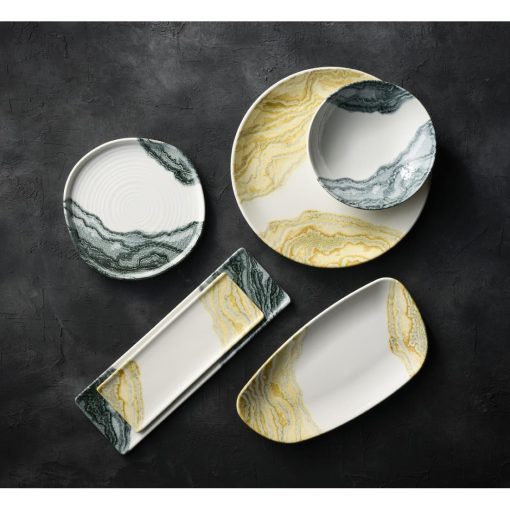 Churchill Tide Gold Chefs Geo Plates 330 x 178mm 6 Pack (HX173)