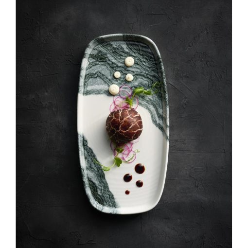 Churchill Tide Black Oblong Chefs Plates 280 x 127mm 6 Pack (HX187)