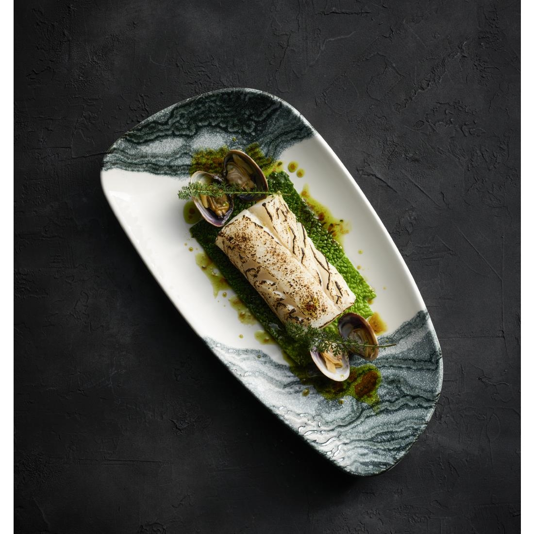 Churchill Tide Black Chefs Geo Plates 330 x 178mm 6 Pack (HX189)