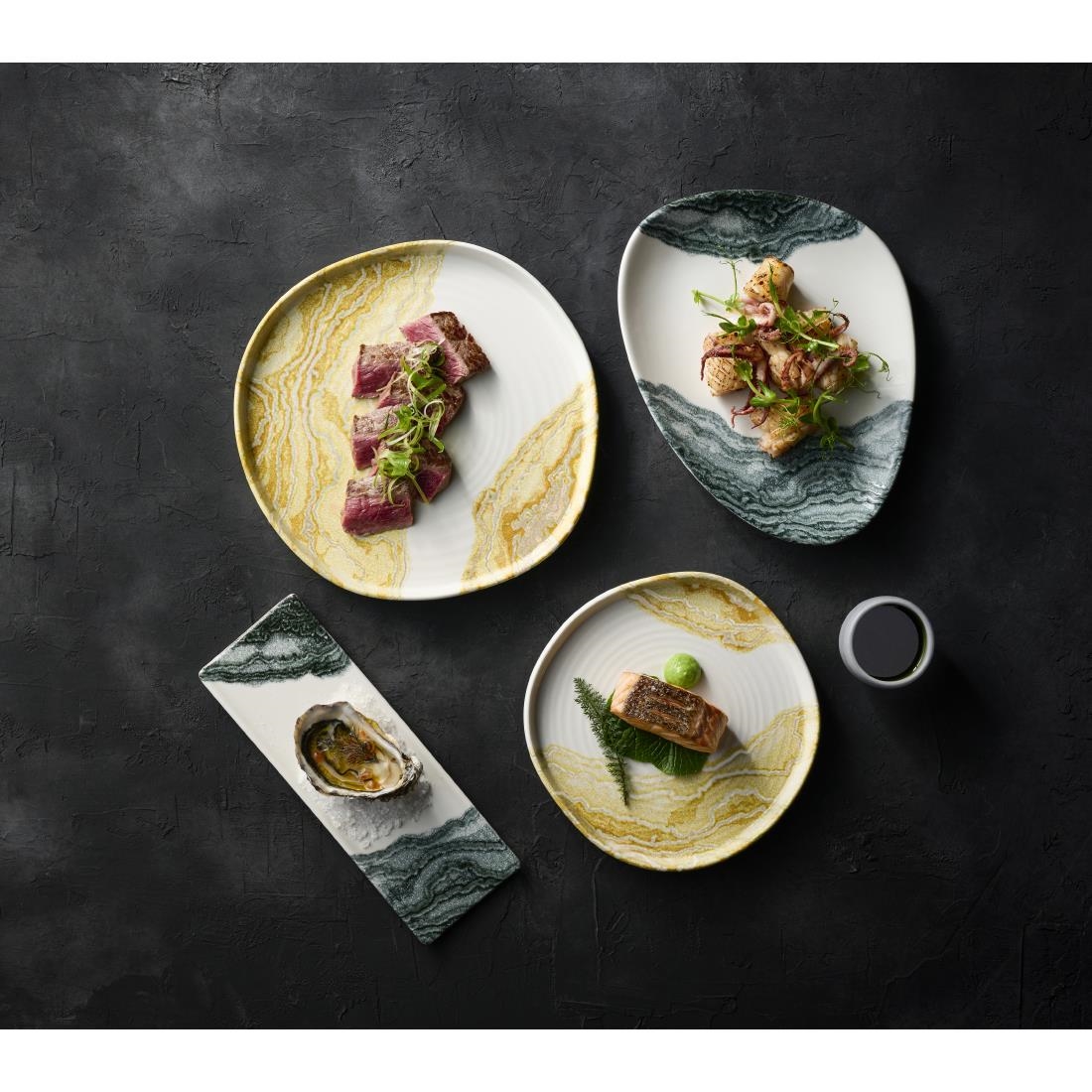 Churchill Tide Black Oblong Plates 250 x 90mm Pack of 6 (HX193)