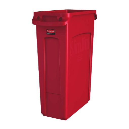 Rubbermaid Slim Jim Bin with Venting Channels Red 87Ltr (HY013)