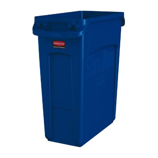 Rubbermaid Slim Jim Bin with Venting Channels Blue 60Ltr (HY017)