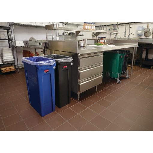 Rubbermaid Slim Jim Bin with Venting Channels Blue 60Ltr (HY017)