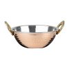 Olympia Copper Kadai Dish Stainless Steel Brass Handles 400ml (HY128)