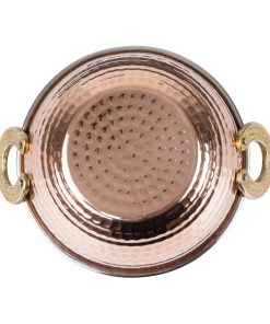 Olympia Copper Kadai Dish Stainless Steel Brass Handles 400ml (HY128)