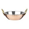 Olympia Copper Kadai Dish Stainless Steel Brass Handles 660ml (HY129)