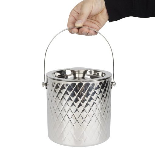 Olympia Geo Double Wall Ice Bucket Stainless Steel 1950ml (HY134)