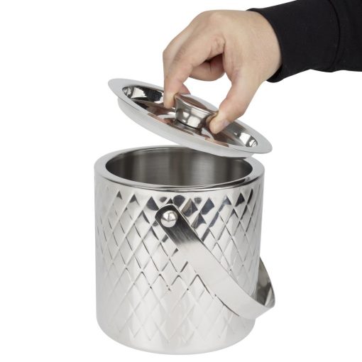 Olympia Geo Double Wall Ice Bucket Stainless Steel 1950ml (HY134)
