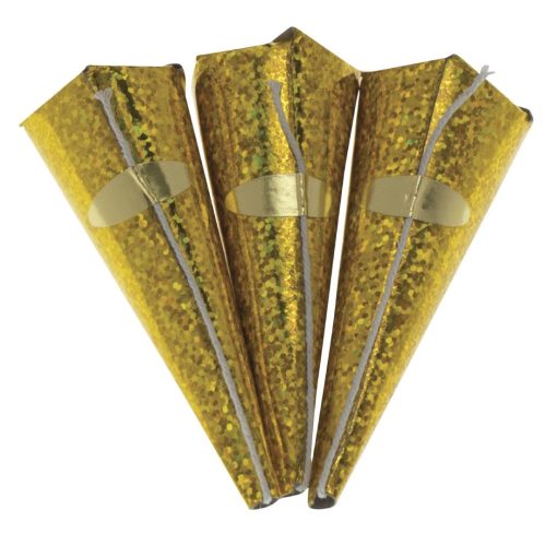 Swantex Gold Holographic Cone Party Poppers 50 Pack (HY185)