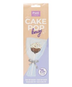 PME Cake Pop Bags with Silver Ties 254x76mm 25 Pack (HZ061)