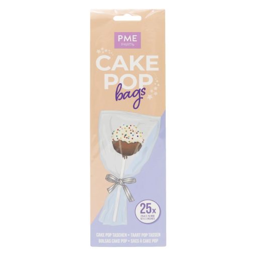 PME Cake Pop Bags with Silver Ties 254x76mm 25 Pack (HZ061)