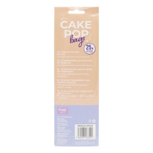 PME Cake Pop Bags with Silver Ties 254x76mm 25 Pack (HZ061)