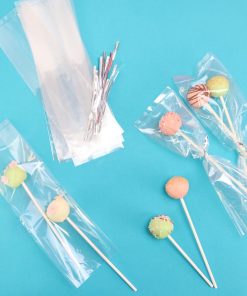 PME Cake Pop Bags with Silver Ties 254x76mm 25 Pack (HZ061)