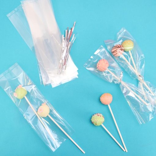 PME Cake Pop Bags with Silver Ties 254x76mm 25 Pack (HZ061)