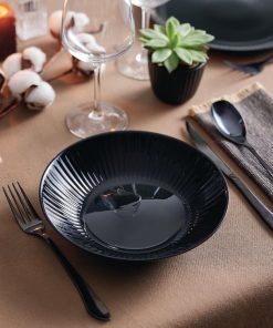 Luminarc Cottage Black Rimless Pasta-Soup Bowls 220mm 24 pack (HZ475)