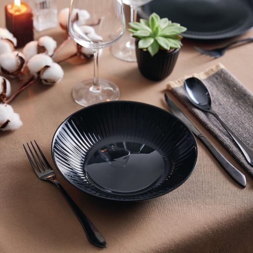 Luminarc Cottage Black Rimless Pasta-Soup Bowls 220mm 24 pack (HZ475)