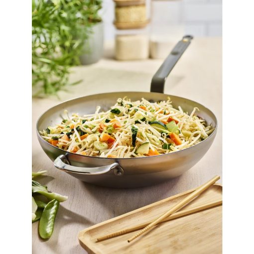De Buyer Mineral B Rounded Wok with Handle 32cm (HZ614)