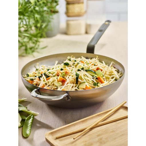 De Buyer Mineral B Rounded Wok with Handle 32cm (HZ614)