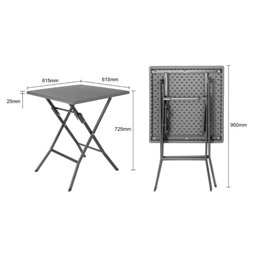 Bolero Square Folding HDPE Table Wood Effect 620mm (HZ890)