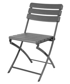 Bolero Folding Chairs Grey Wood Effect 2 Pack (HZ891)