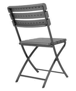 Bolero Folding Chairs Grey Wood Effect 2 Pack (HZ891)