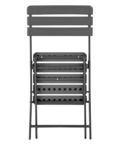 Bolero Folding Chairs Grey Wood Effect 2 Pack (HZ891)