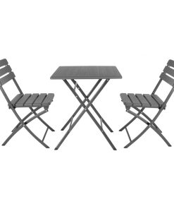 Bolero Folding Chairs Grey Wood Effect 2 Pack (HZ891)