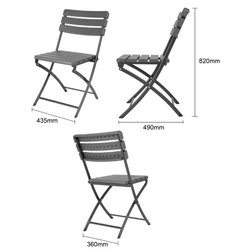 Bolero Folding Chairs Grey Wood Effect 2 Pack (HZ891)