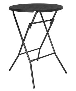 Bolero Folding HDPE Bar Table Wood Effect Black 800mm (HZ892)