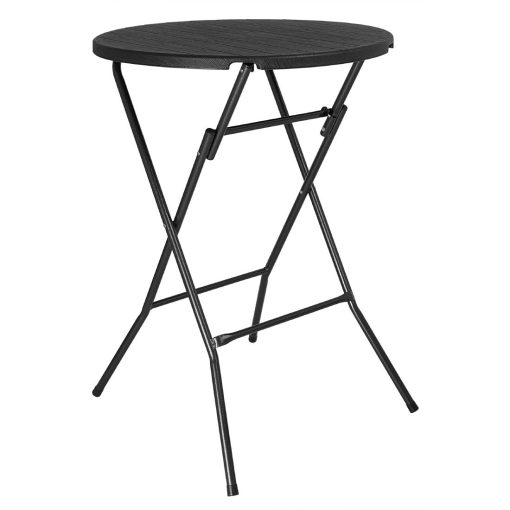 Bolero Folding HDPE Bar Table Wood Effect Black 800mm (HZ892)