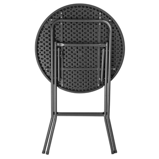 Bolero Folding HDPE Bar Table Wood Effect Black 800mm (HZ892)