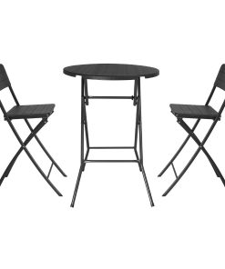 Bolero Folding HDPE Bar Table Wood Effect Black 800mm (HZ892)
