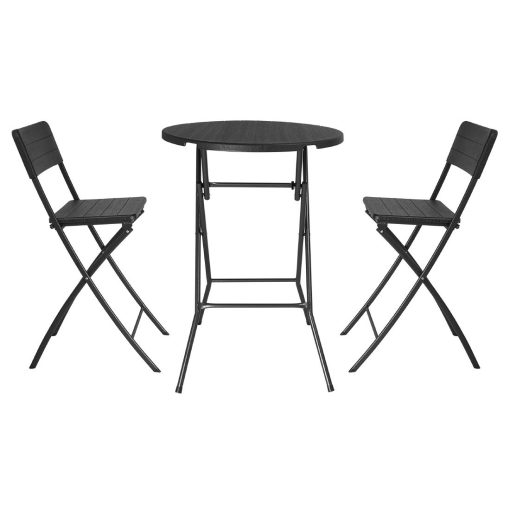 Bolero Folding HDPE Bar Table Wood Effect Black 800mm (HZ892)
