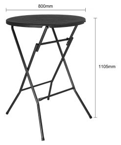 Bolero Folding HDPE Bar Table Wood Effect Black 800mm (HZ892)