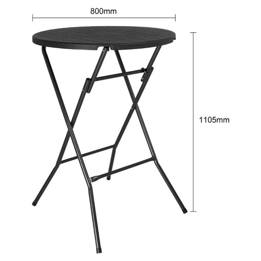 Bolero Folding HDPE Bar Table Wood Effect Black 800mm (HZ892)