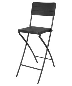 Bolero Folding Bar Chairs Black Wood-Effect 2 Pack (HZ893)