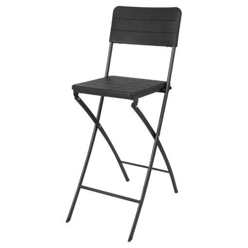 Bolero Folding Bar Chairs Black Wood-Effect 2 Pack (HZ893)