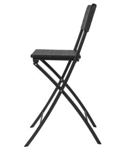 Bolero Folding Bar Chairs Black Wood-Effect 2 Pack (HZ893)