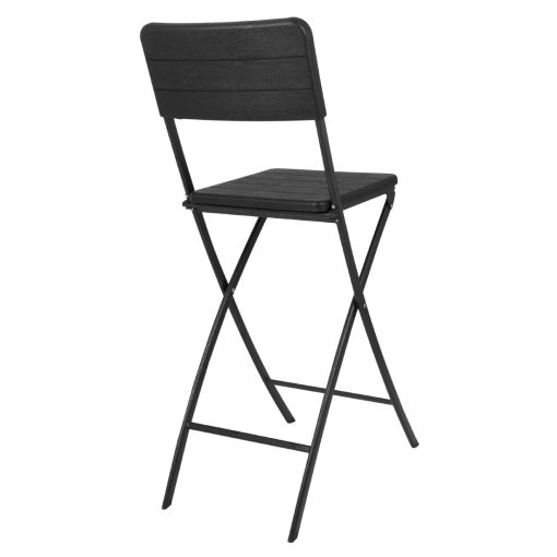 Bolero Folding Bar Chairs Black Wood-Effect 2 Pack (HZ893)
