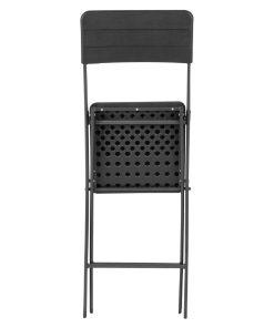 Bolero Folding Bar Chairs Black Wood-Effect 2 Pack (HZ893)