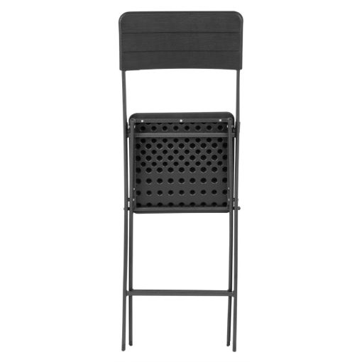 Bolero Folding Bar Chairs Black Wood-Effect 2 Pack (HZ893)