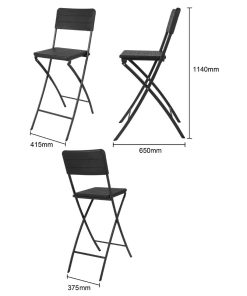 Bolero Folding Bar Chairs Black Wood-Effect 2 Pack (HZ893)