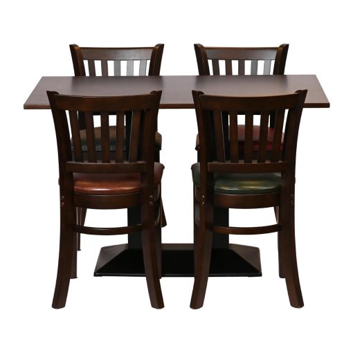 Turin Dining Table with 4 Manhattan Chairs in Dark Walnut with Bison Bordeaux (JA203)